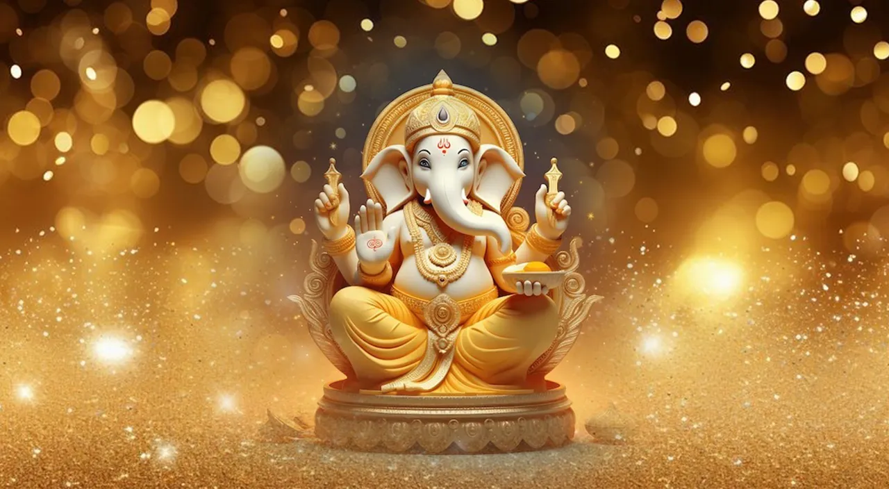 golden god elephant with golden background