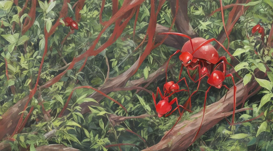 a painting of a group of red berries on a branch