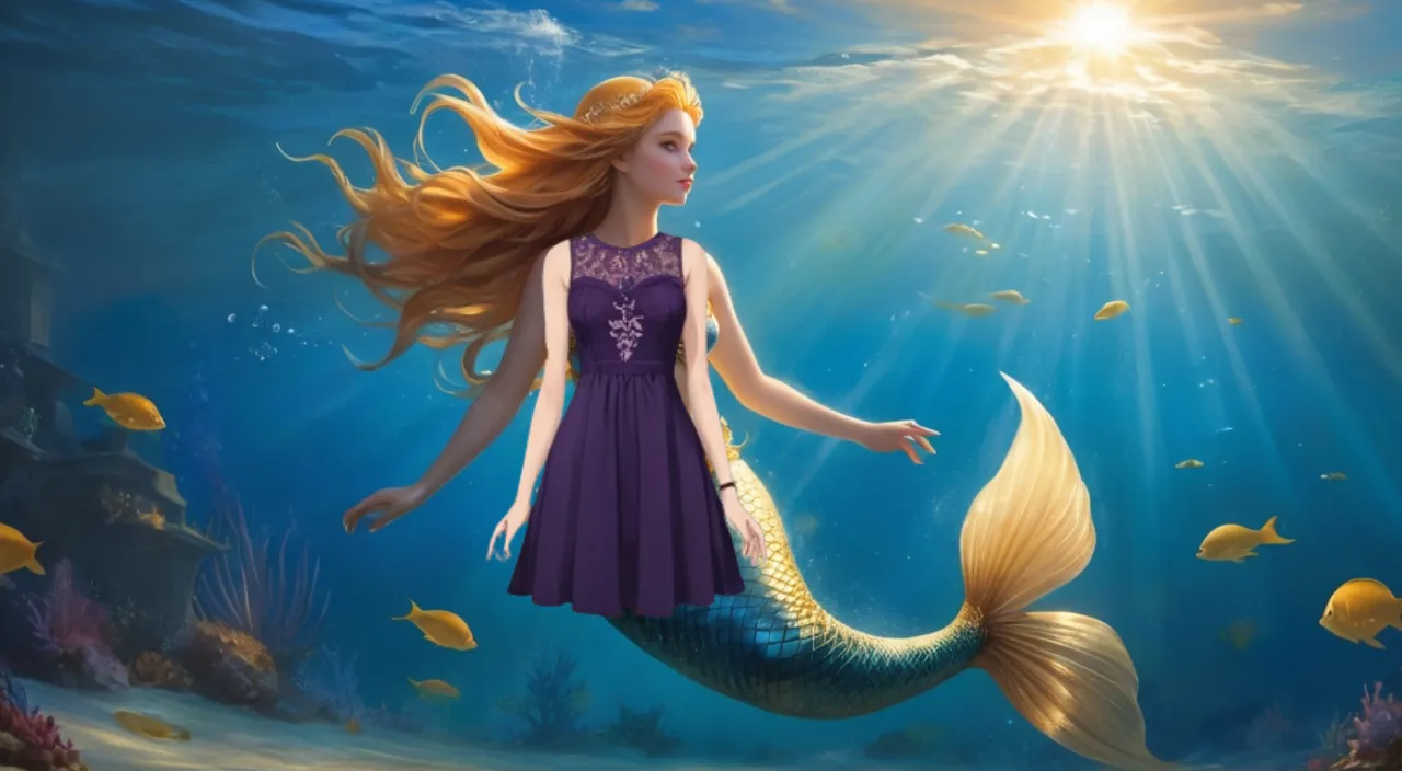 a painting of a mermaid with long hair