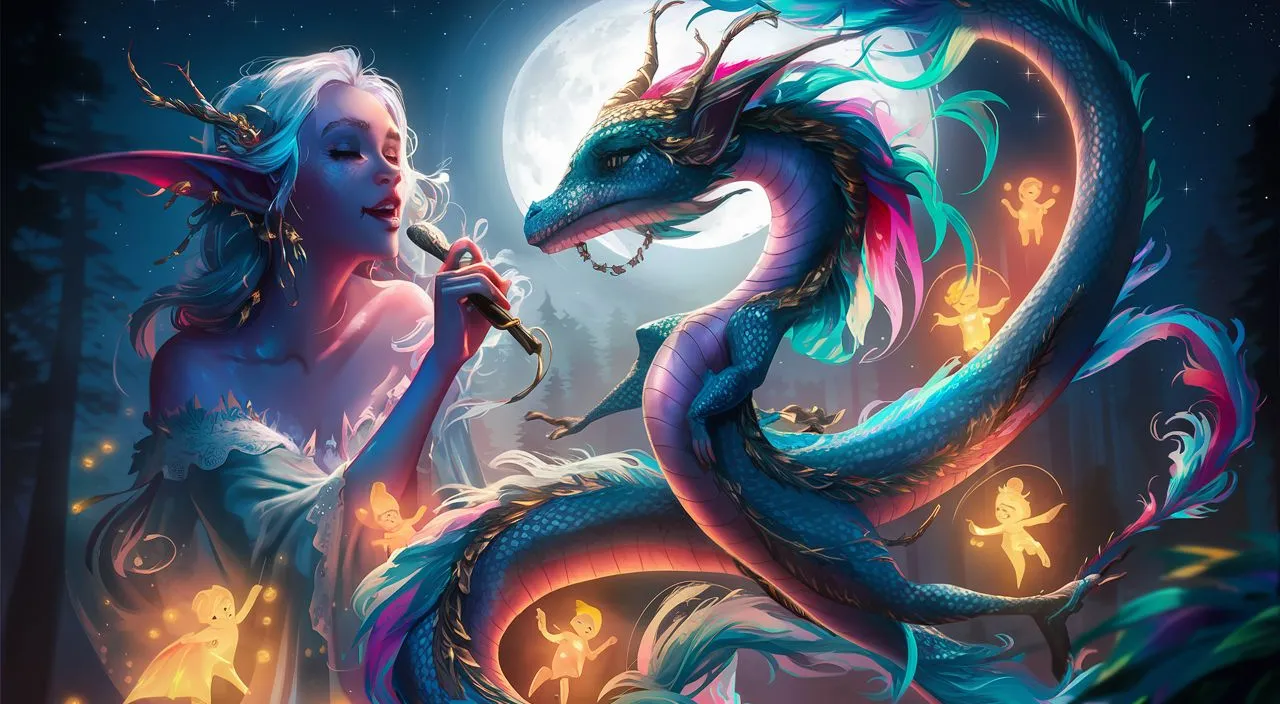 a painting of a woman and a dragon