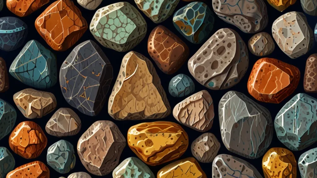 a bunch of rocks with different colors on them