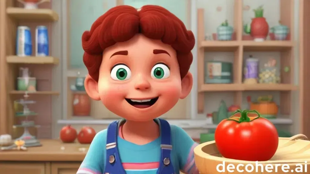 a cartoon character holding a bowl of tomatoes