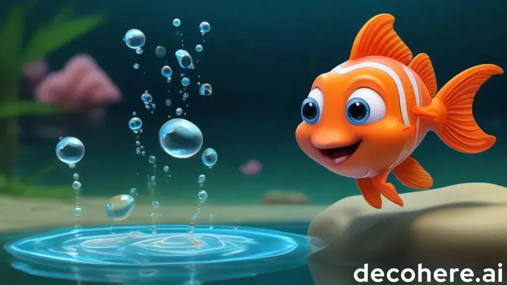 a cartoon fish with bubbles in the water