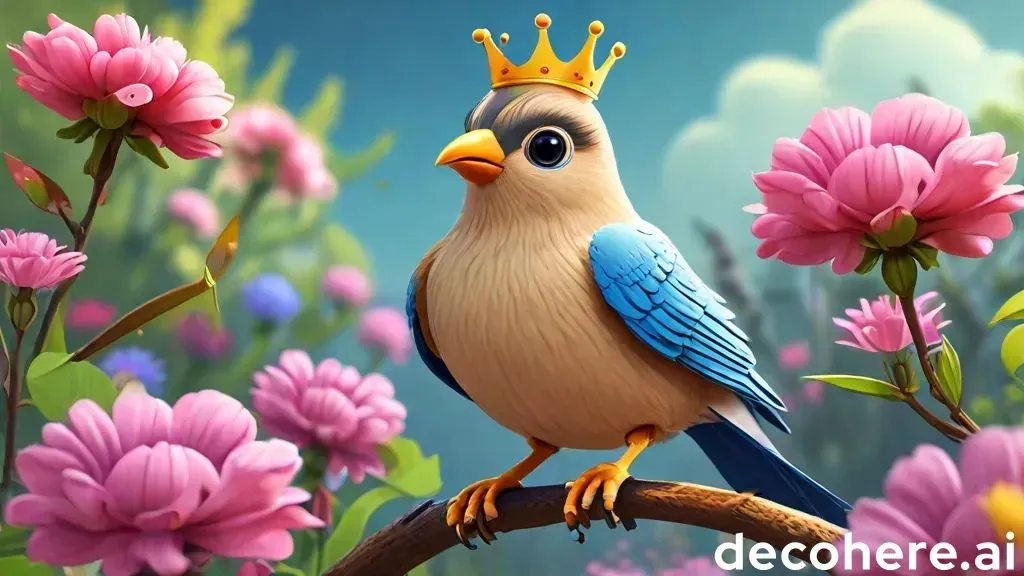 a bird with a crown sitting on a branch