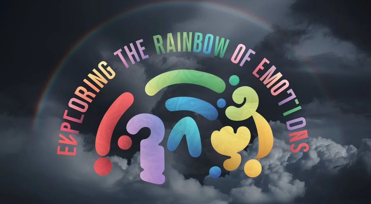 a rainbow of emotion logo with clouds and a rainbow in the background