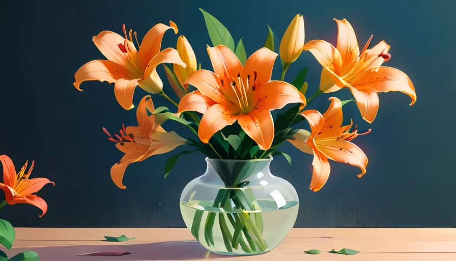 a vase filled with orange flowers on top of a table