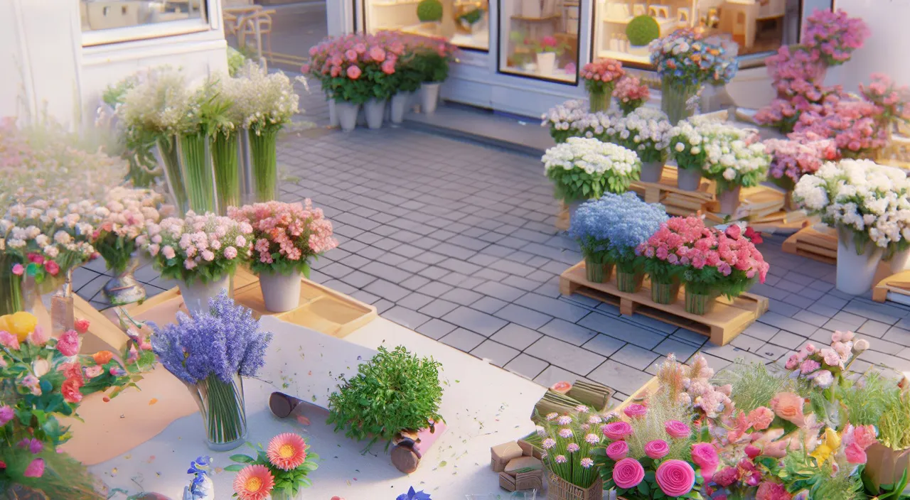 a flower shop filled with lots of colorful flowers