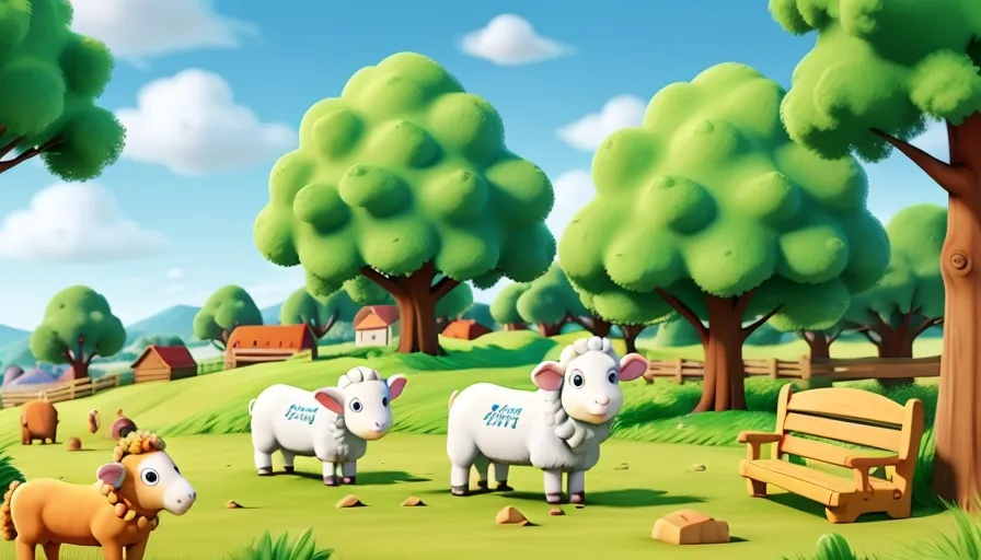 a herd of sheep standing on top of a lush green field