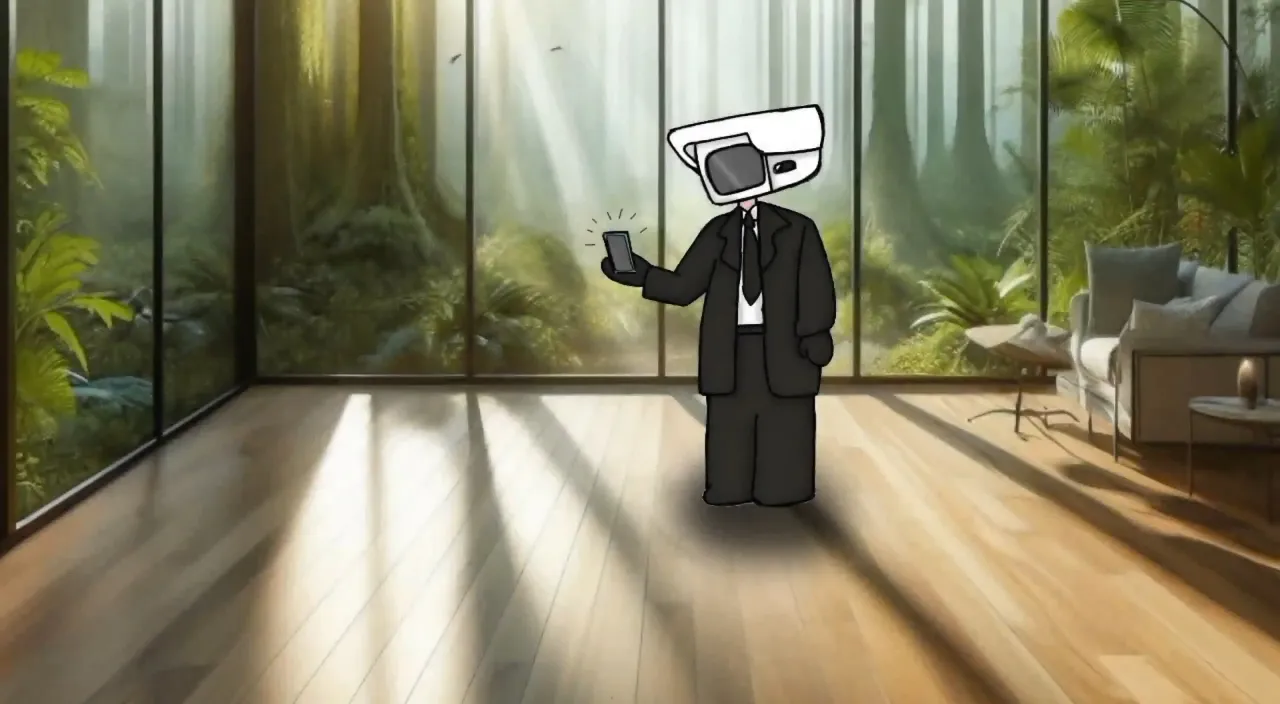 a man in a suit with a virtual reality headset