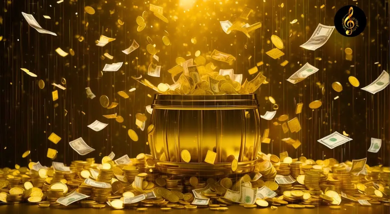 a gold pot with money falling out of it