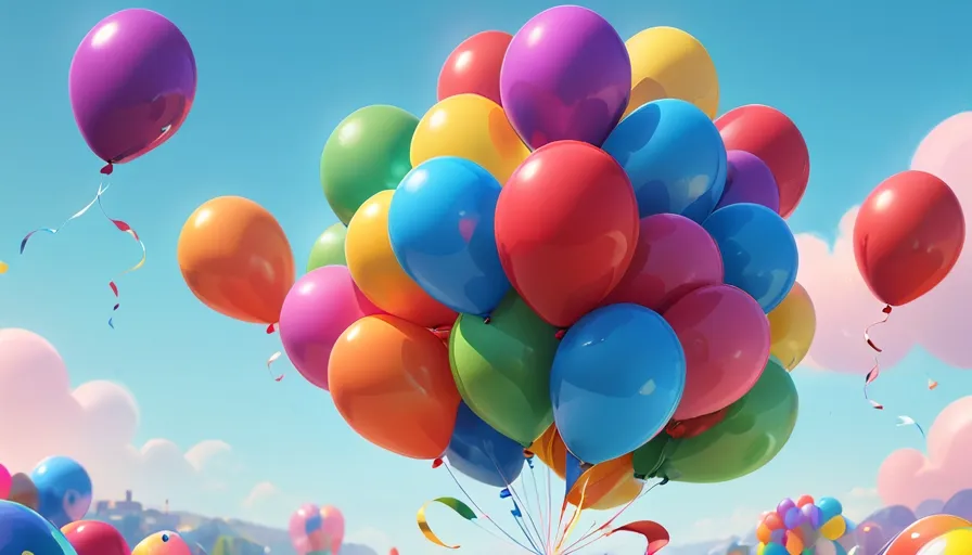 a bunch of balloons floating in the air