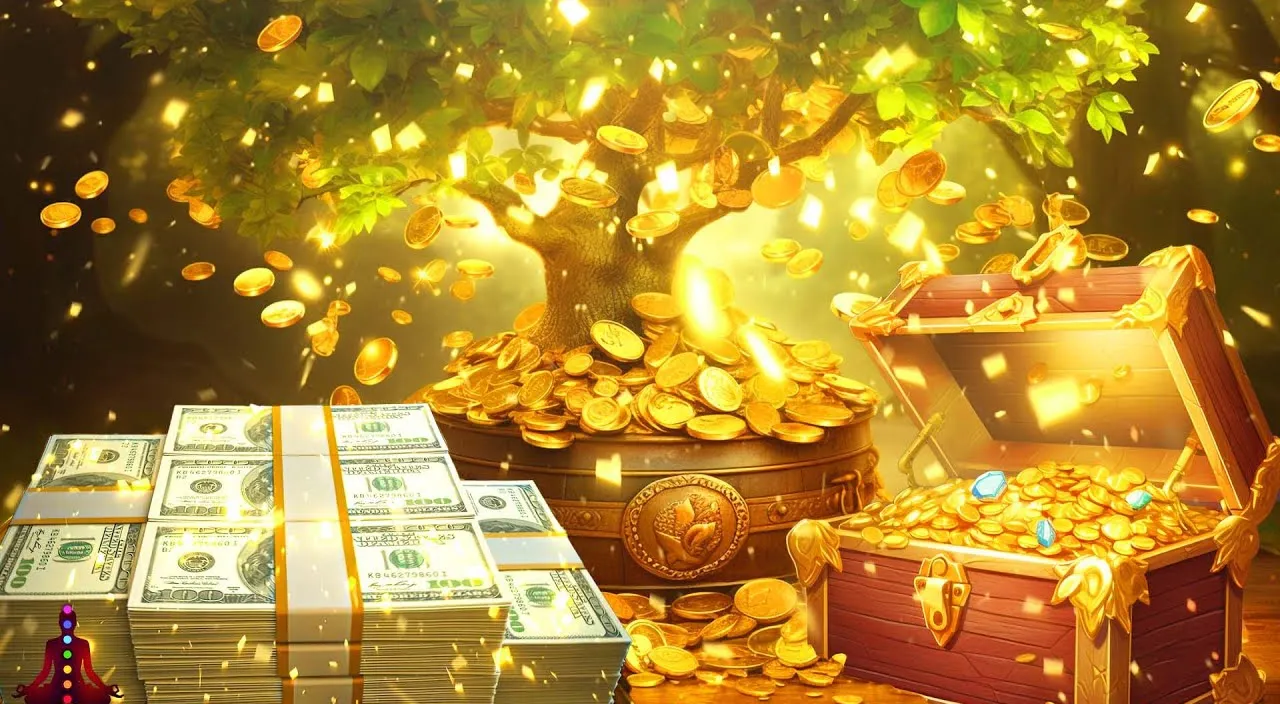 falling money with golden background