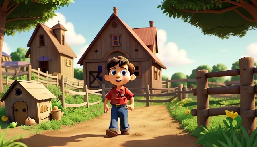 a boy walking down a dirt road next to a wooden fence