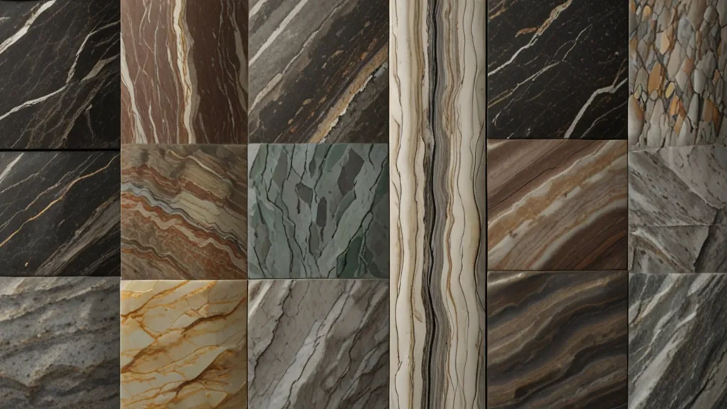 a bunch of different types of marble tiles