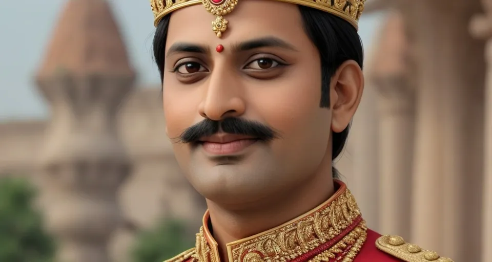 a close up of a person wearing a crown, 2d animation