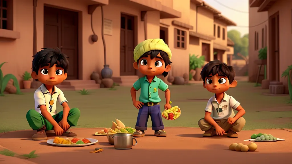 a group of children sitting on the ground eating food