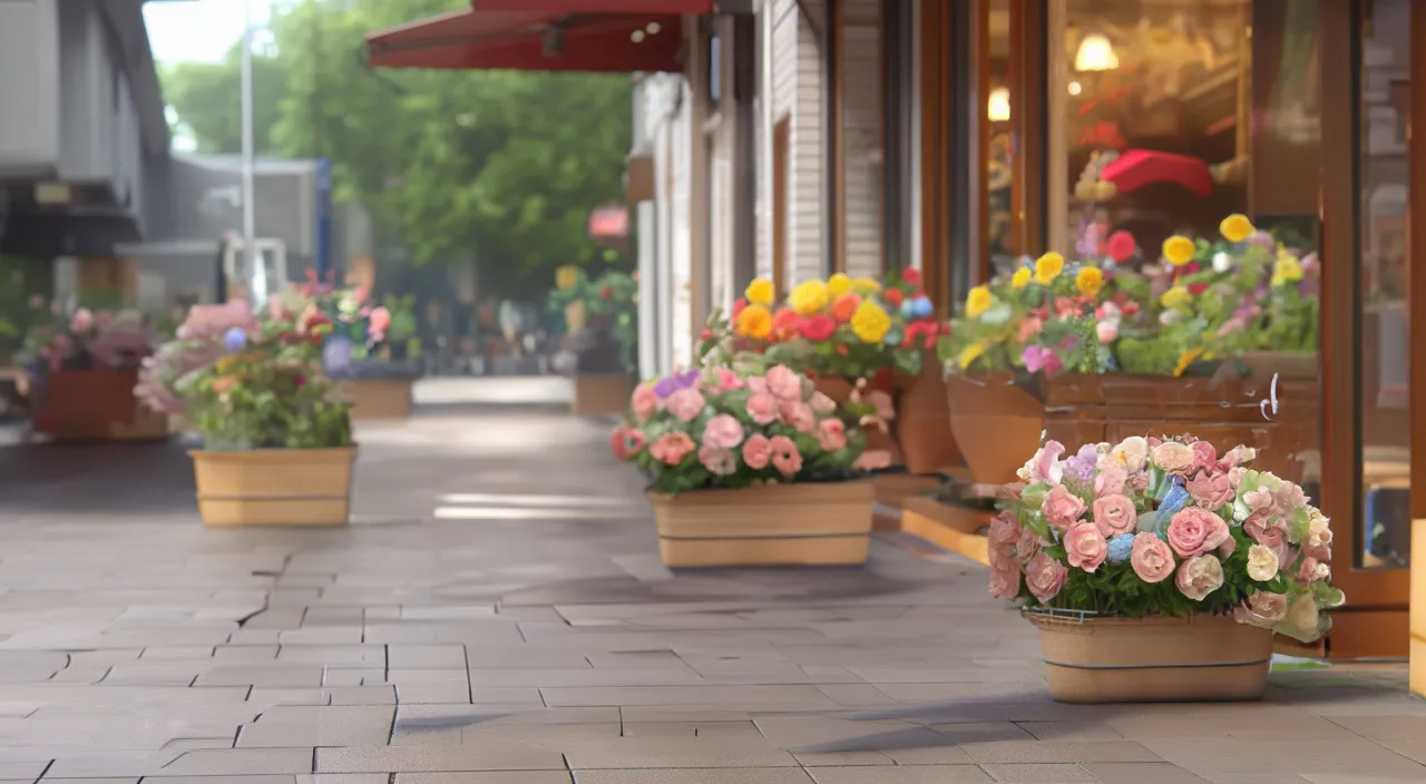 a row of flower pots sitting on the side of a building