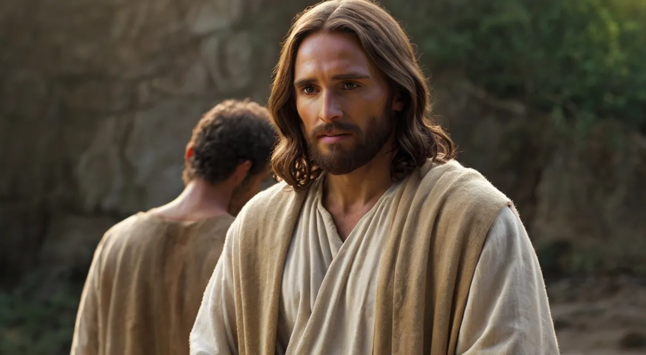 a man with long hair standing next to another man