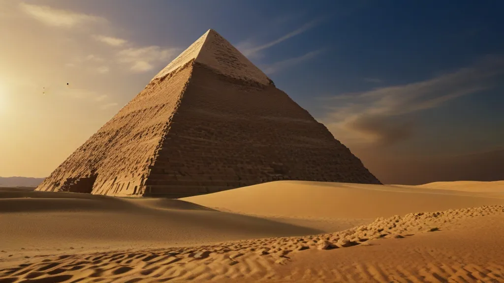 a very tall pyramid in the middle of a desert