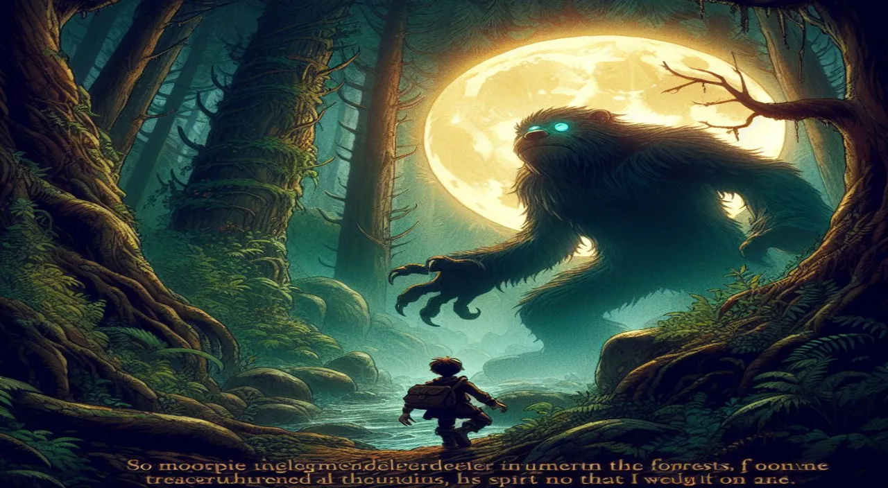 a movie poster with a bigfoot in the woods