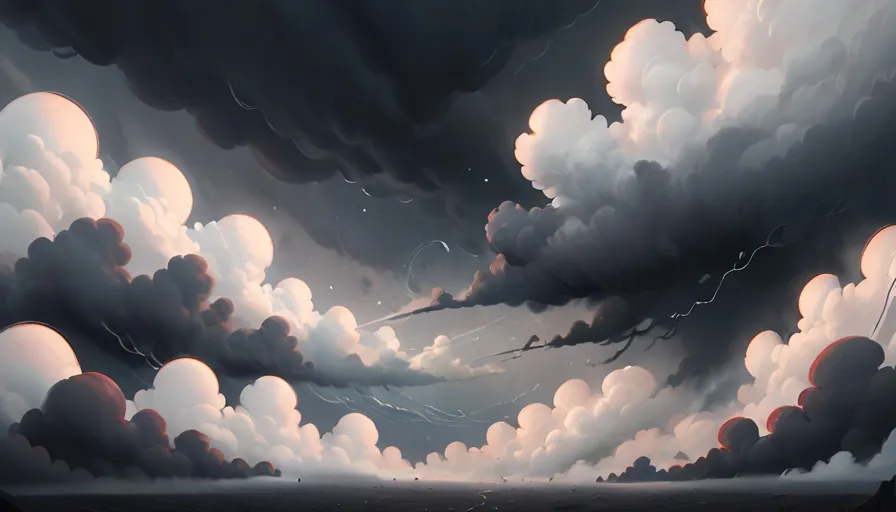 a painting of a sky filled with lots of clouds