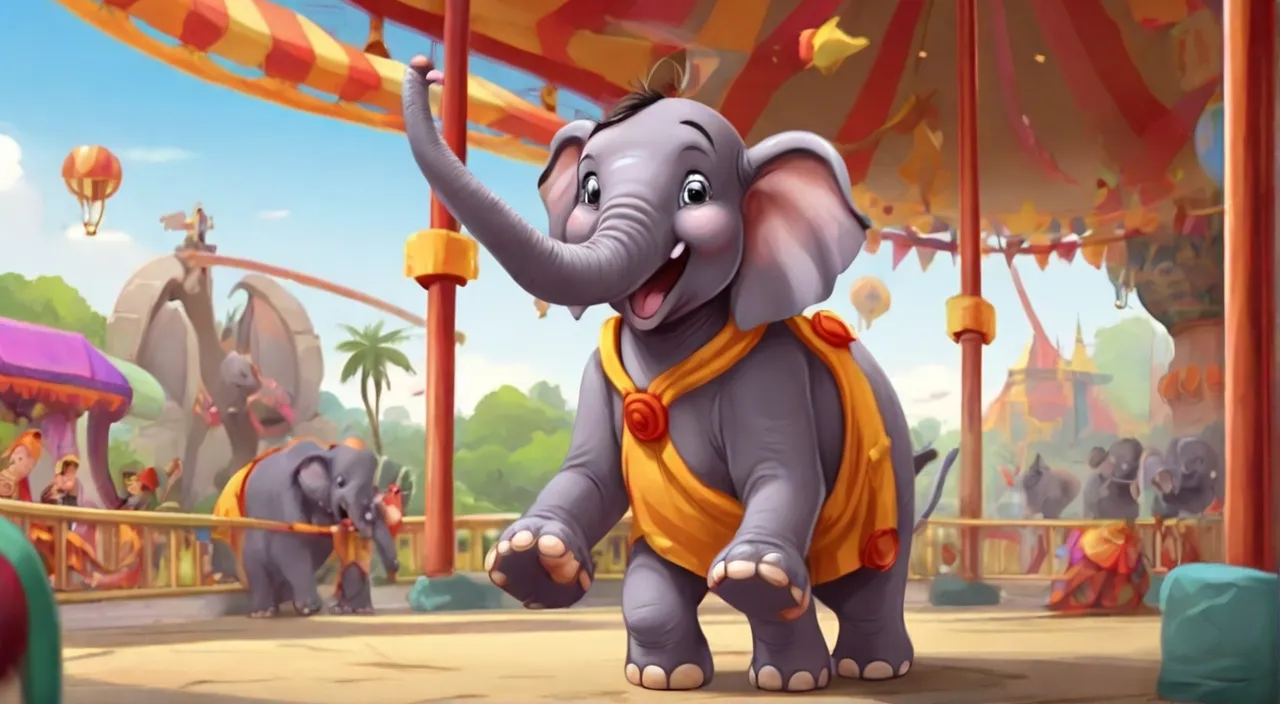 an elephant is standing in front of a circus tent