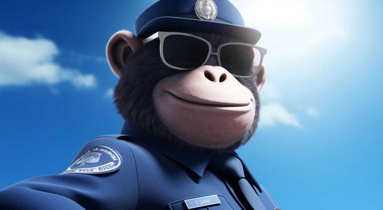 a monkey wearing sunglasses and a police uniform