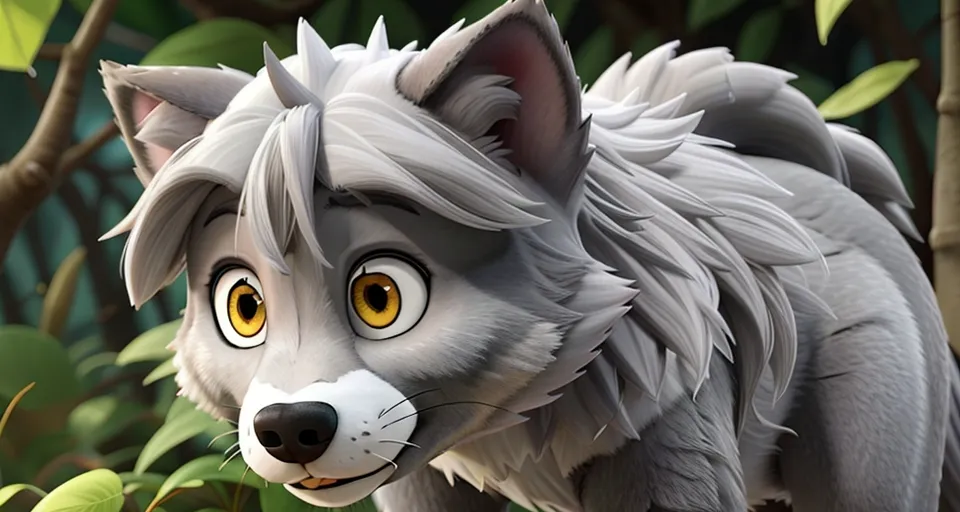 a close up of a wolf in a forest looking for food