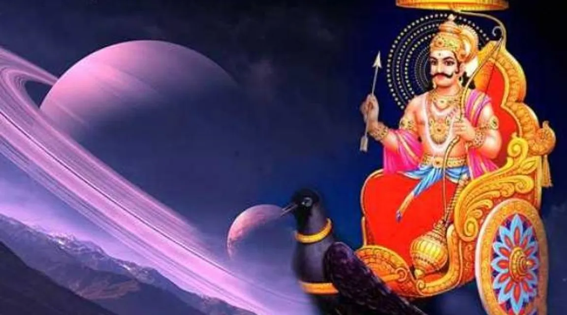 create a Hinduism shani god with golden background, 8k, size of 1920x1080, colorful