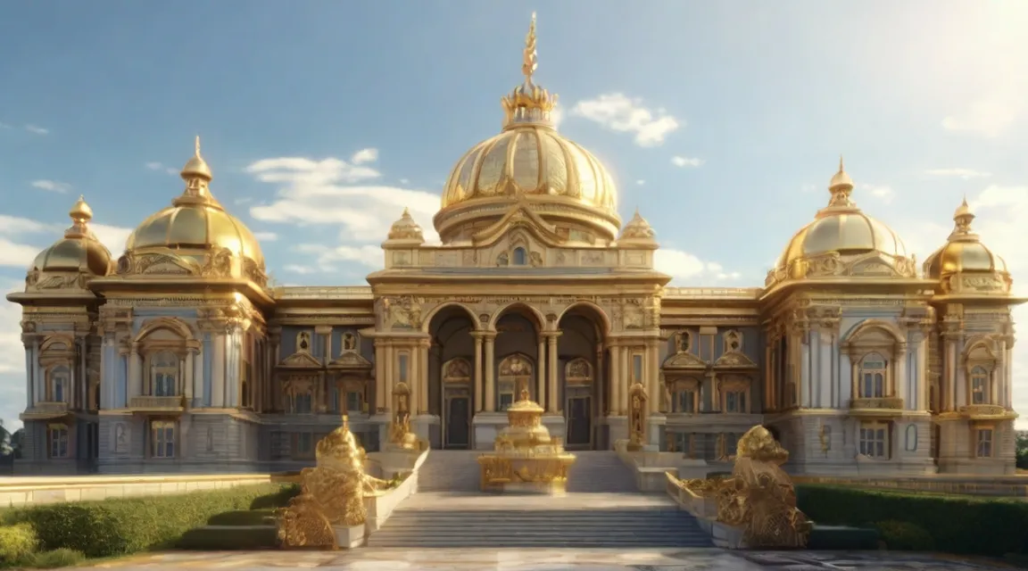 a large building with a golden dome on top of it