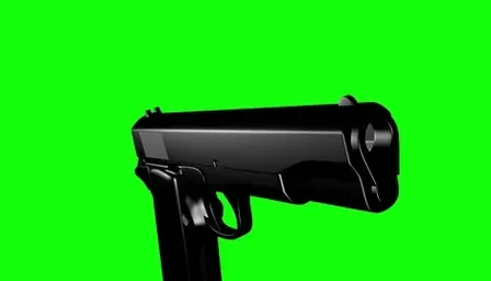 a black gun on a green background