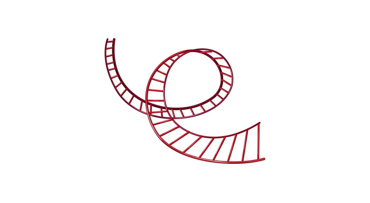 a red spiral shaped object on a white background