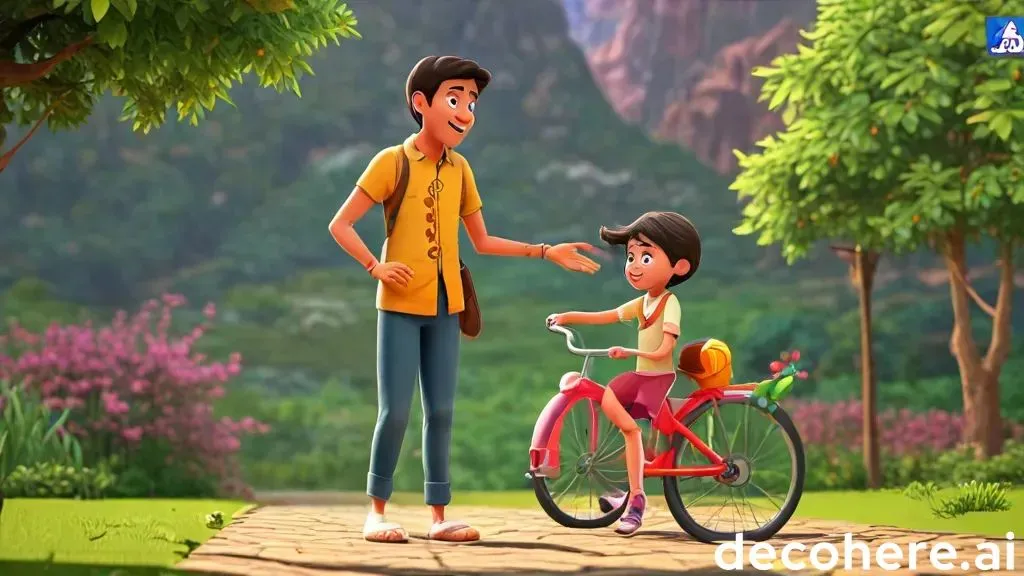 a cartoon picture of a boy giving a girl a ride on a bike