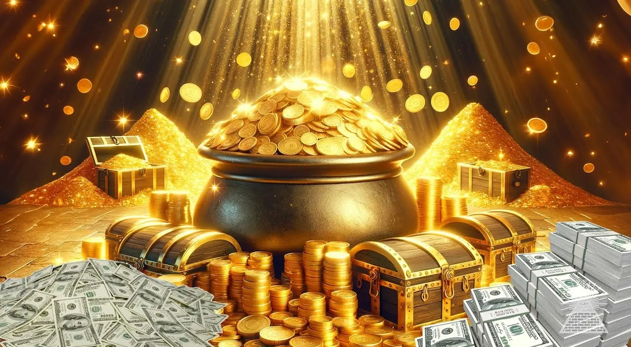 falling money with golden background