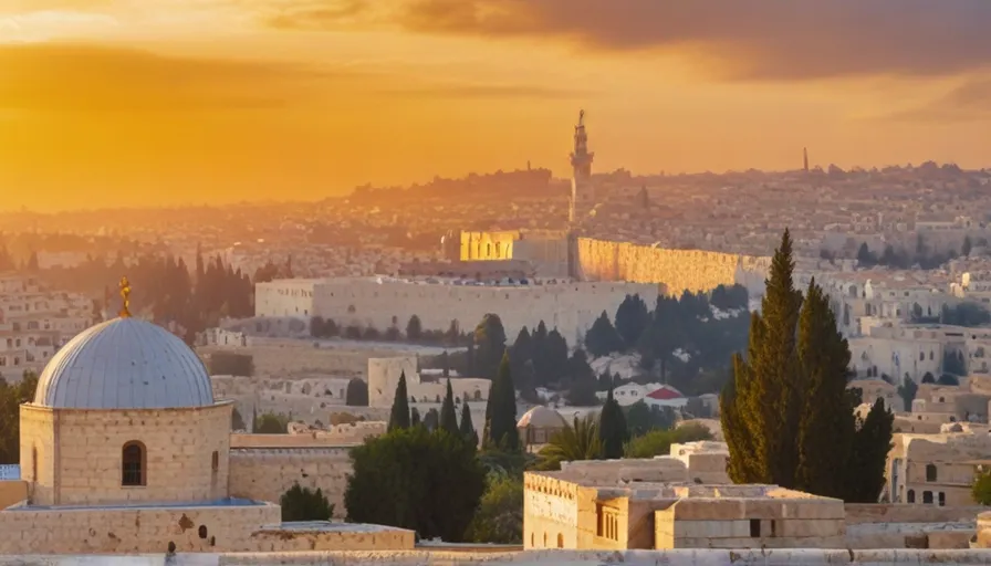 a view of the city of jerusalem and the dome of the rock