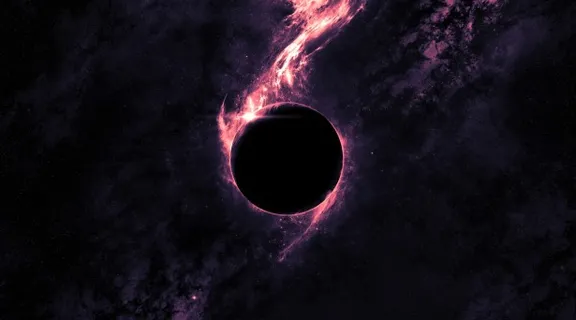 a black hole in the middle of a space filled with stars