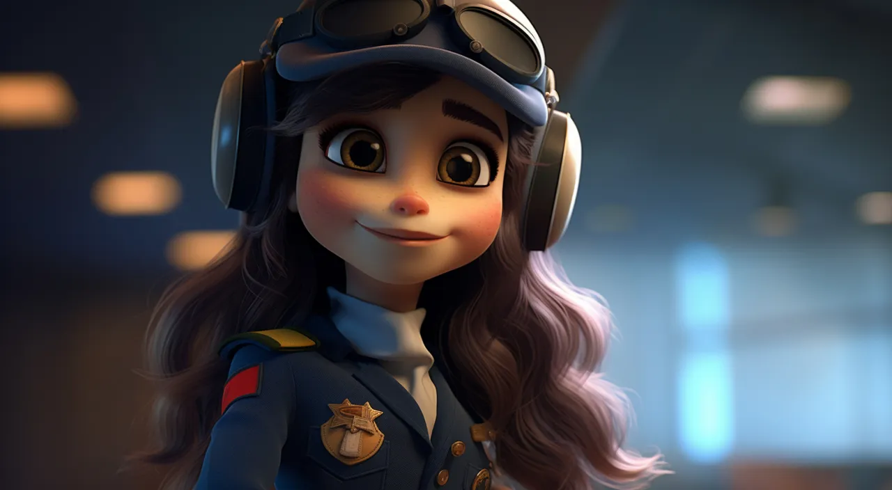 a cartoon character wearing headphones and a uniform