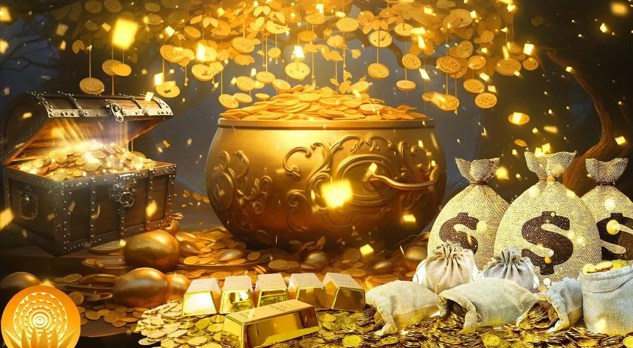 falling money with golden background