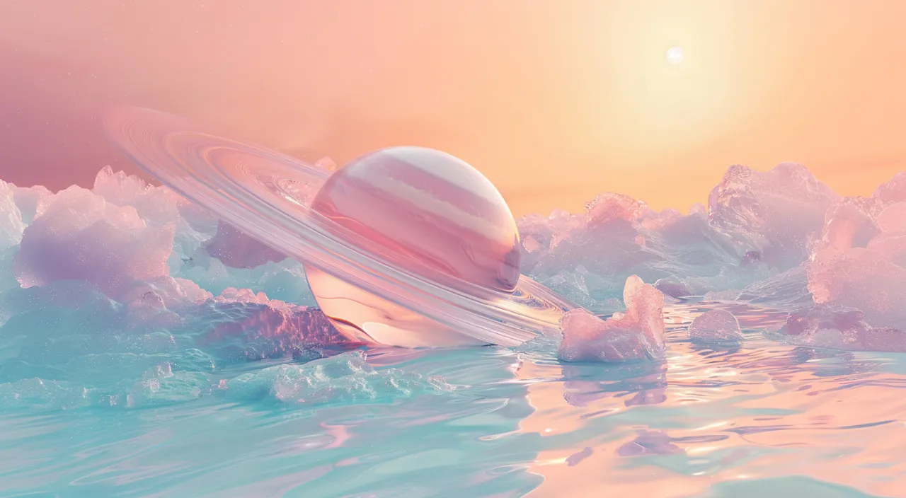 an image of a planet floating in the water