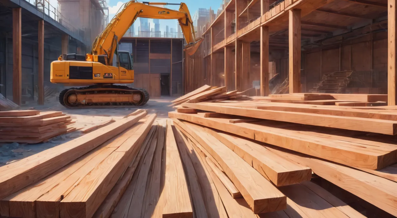 a construction site with a bulldozer in the middle of it