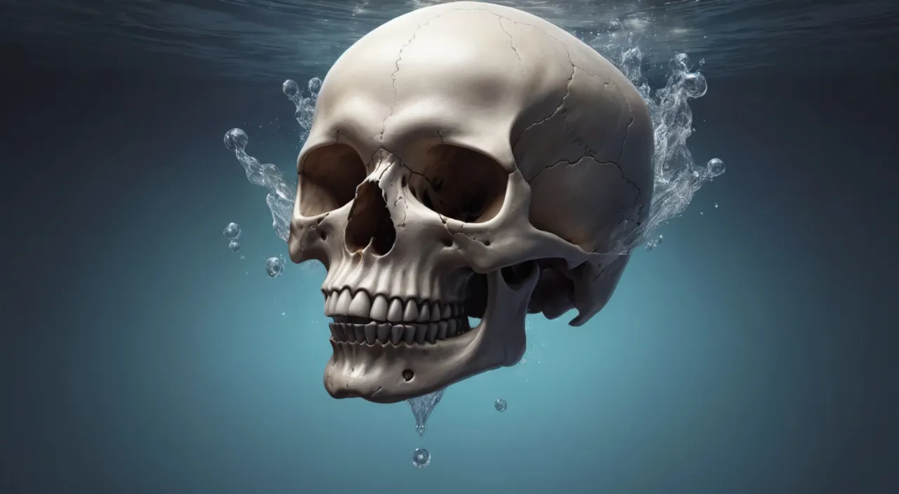 a human skull floating in the water