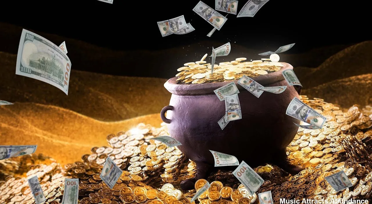 falling money with golden background