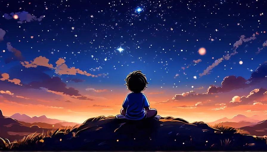 a person sitting on a rock looking at the stars