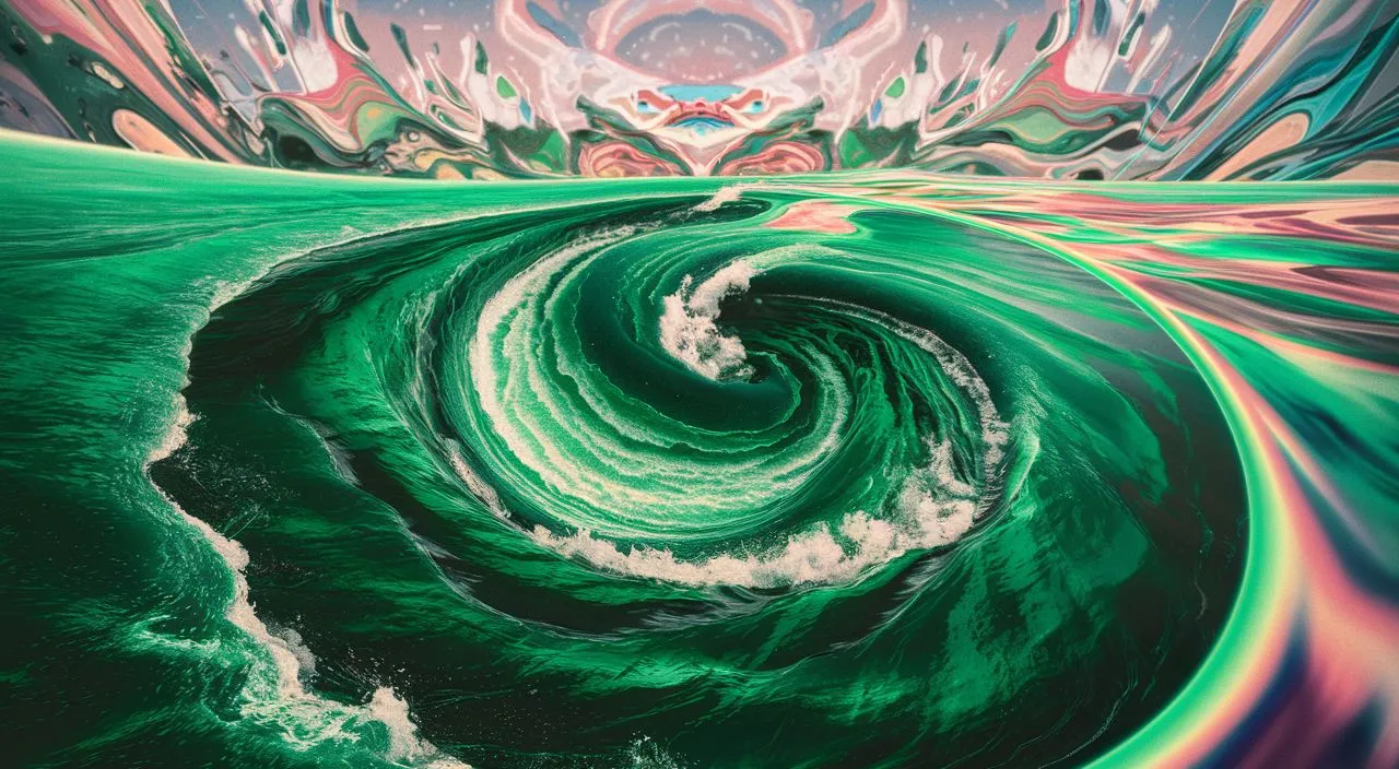 a painting of a wave in the ocean