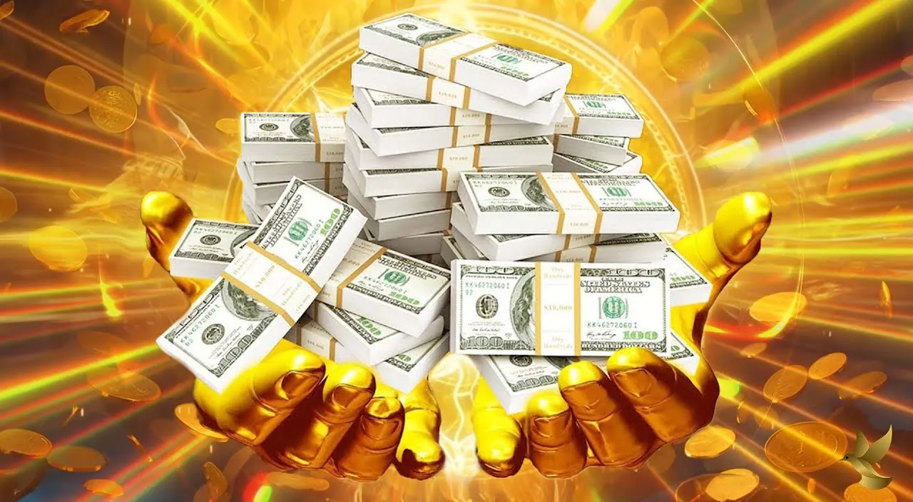 falling money with golden background