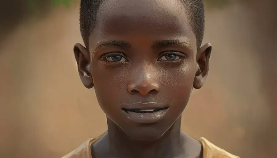 a close up of a young boy with blue eyes laughing, 2d animation