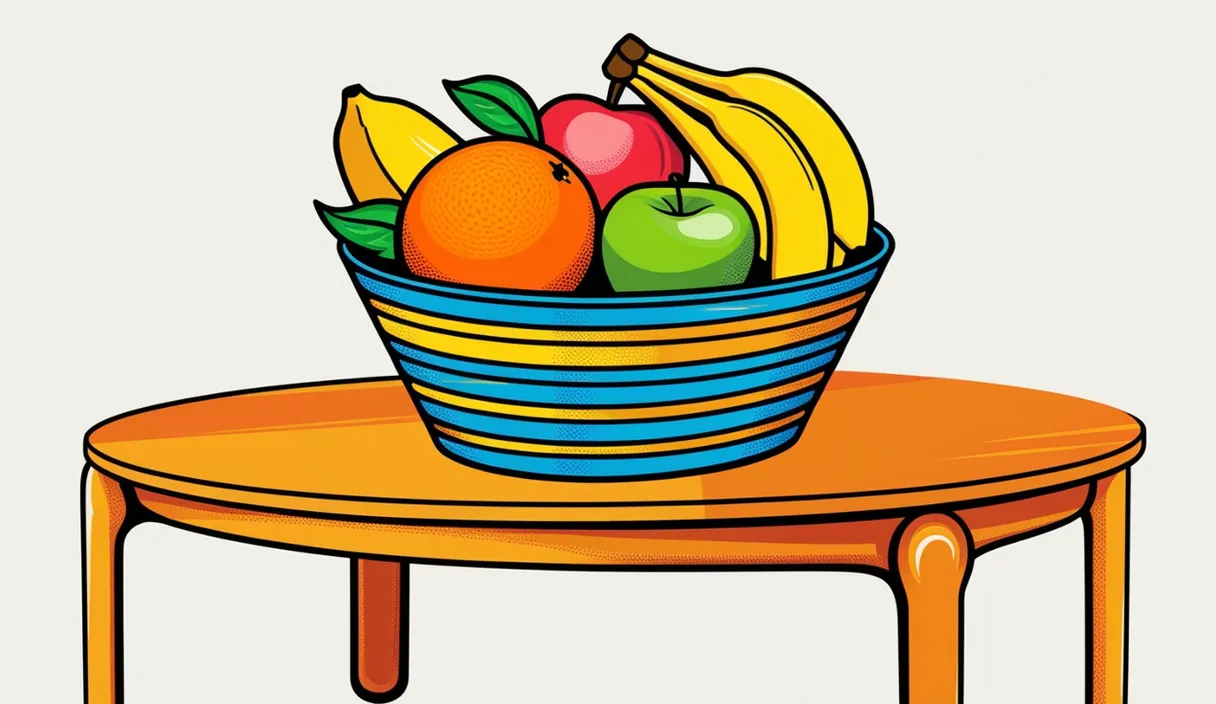 a basket of fruit sitting on top of a table