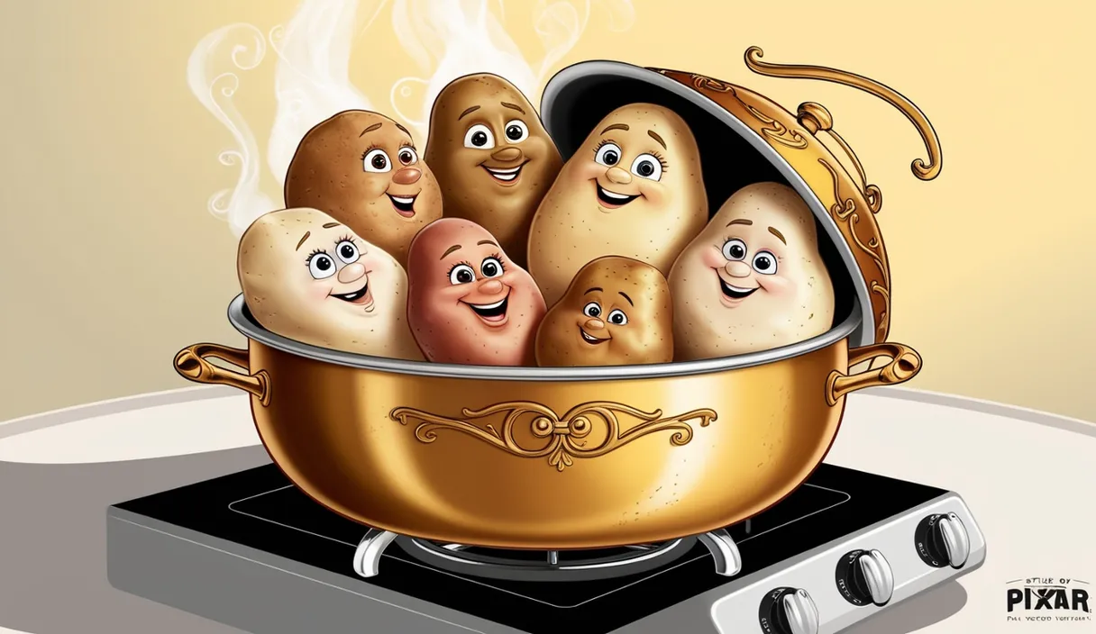 a cartoon of a pot full of potatoes