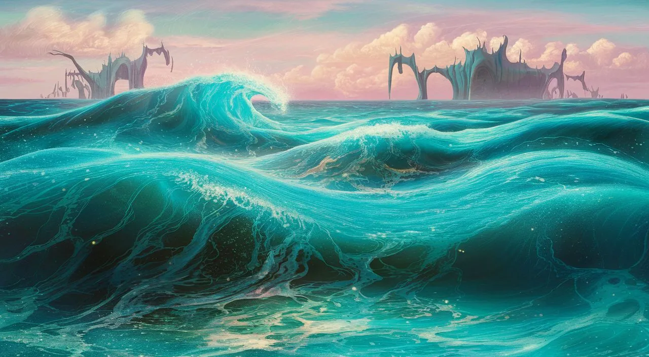 a painting of a wave in the ocean