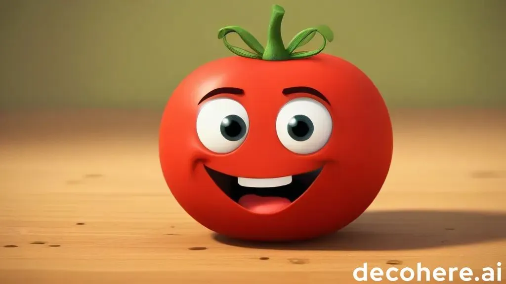 a tomato with a happy face on a table